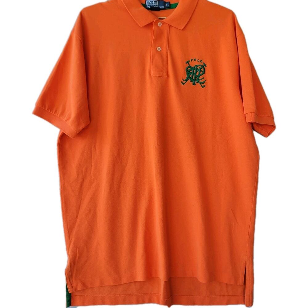 Polo Ralph Lauren Mens Orange Green Cross Mallets Rugby Short Sleeve Shirt XL - Picture 8 of 8